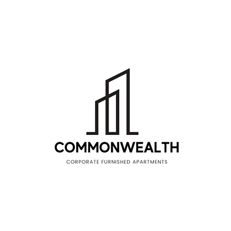 Commonwealth Corporate Furnished Apartments logo with a graphic that looks like skyscrapers