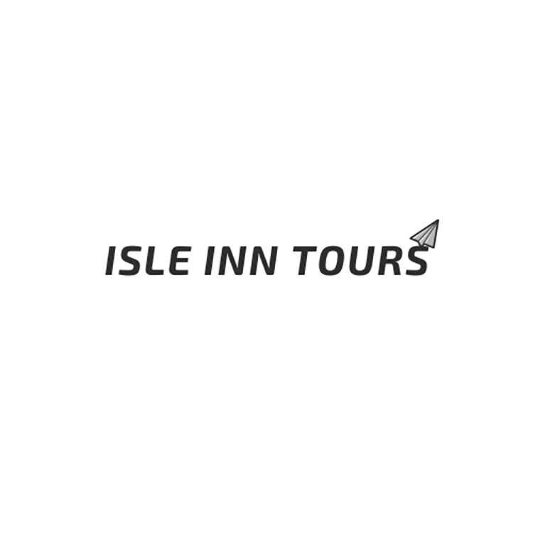 Isle Inn Tours with a paper airplane rising from the "S" in the word "Tours"
